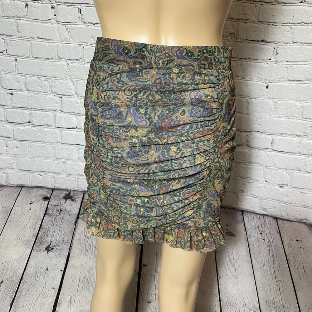 New Free People Romi Mesh Paisley Mini Skirt Size XS